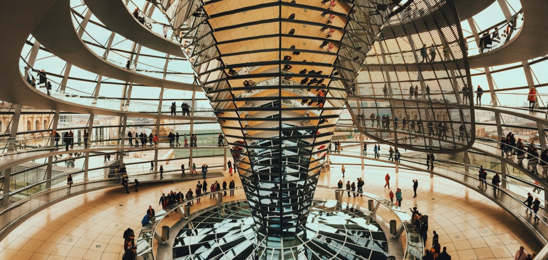 Inside the Reichstag's beautiful glass dome in Berlin