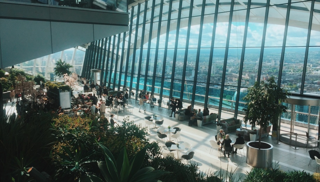 The Sky Garden London rooftop bar, one of the best views of The City over a glass of champagne or cocktail